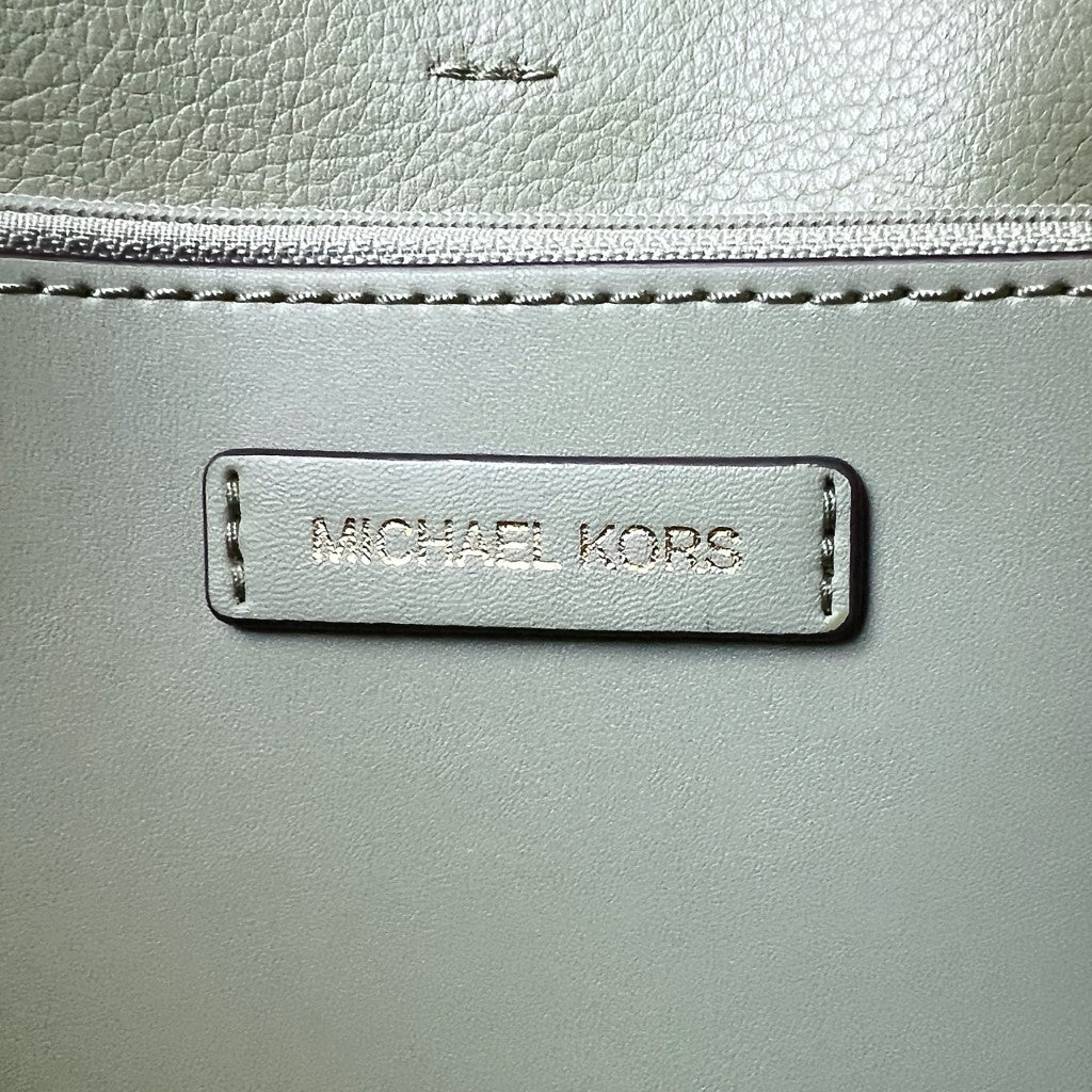 Michael Kors Light Green Leather Monogram Carryall Shoulder Bag Like New