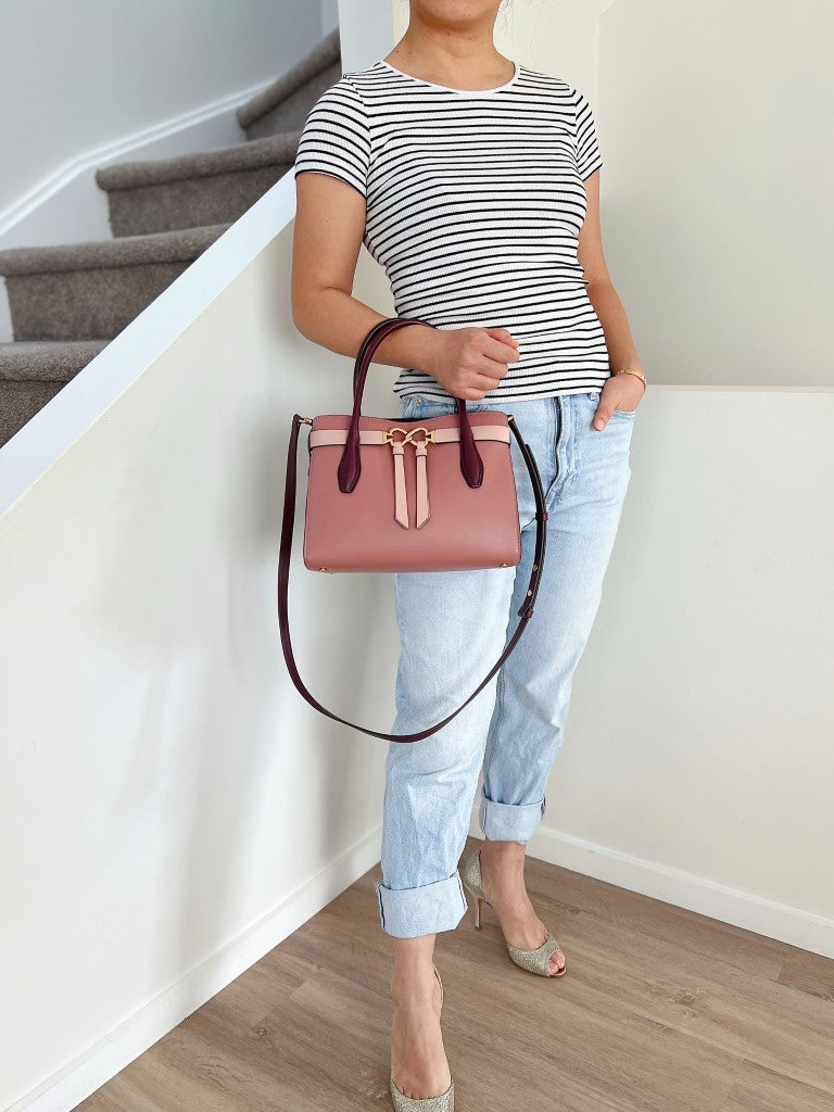 Kate Spade Tri-Tone Leather Front Bow Detail 2 Way Shoulder Bag Like New