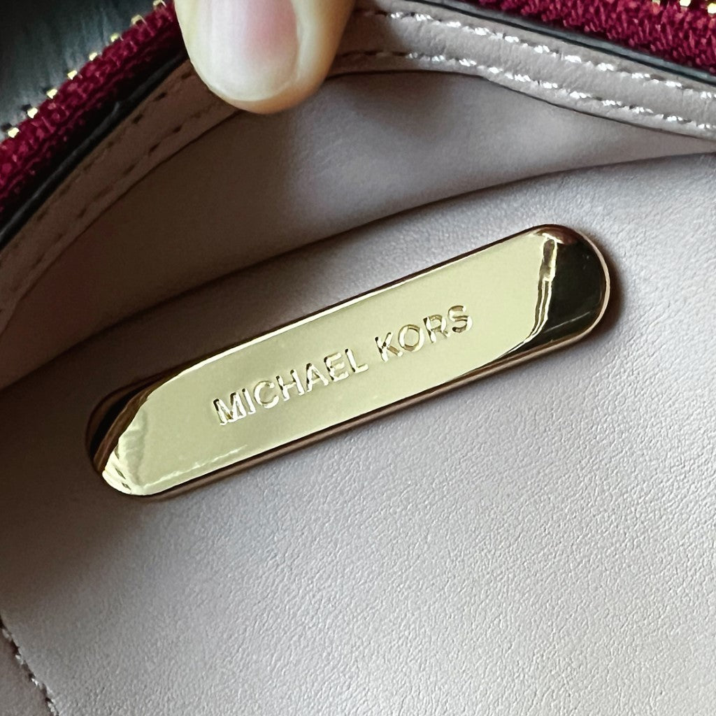 Michael Kors Burgundy Leather Studded Detail 2 Way Shoulder Bag New with Tags