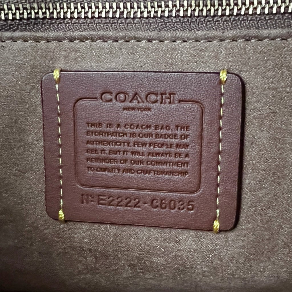 Coach Tri-Tone Leather Suede Patchwork Book Tote 2 Way Shoulder Bag Excellent