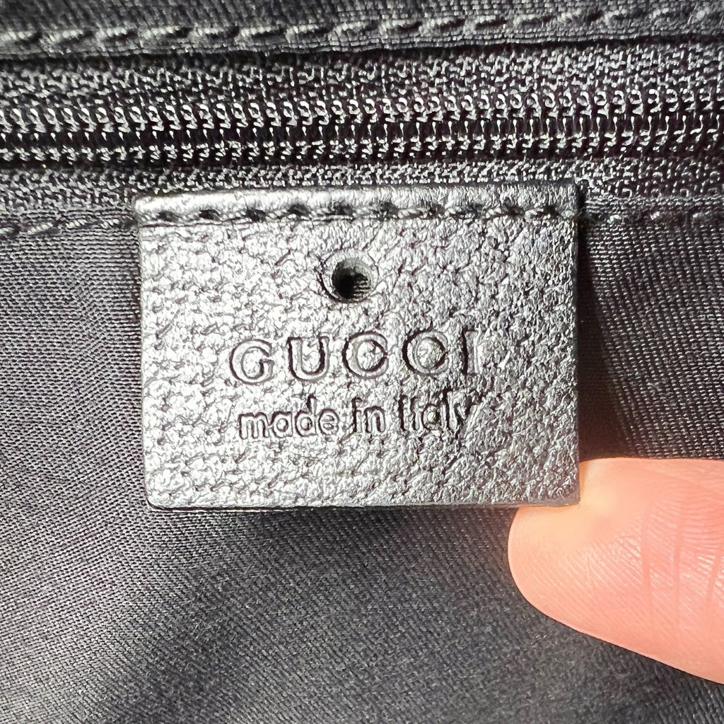 Gucci Black Canvas Double Strap Detail Carryall Shoulder Bag