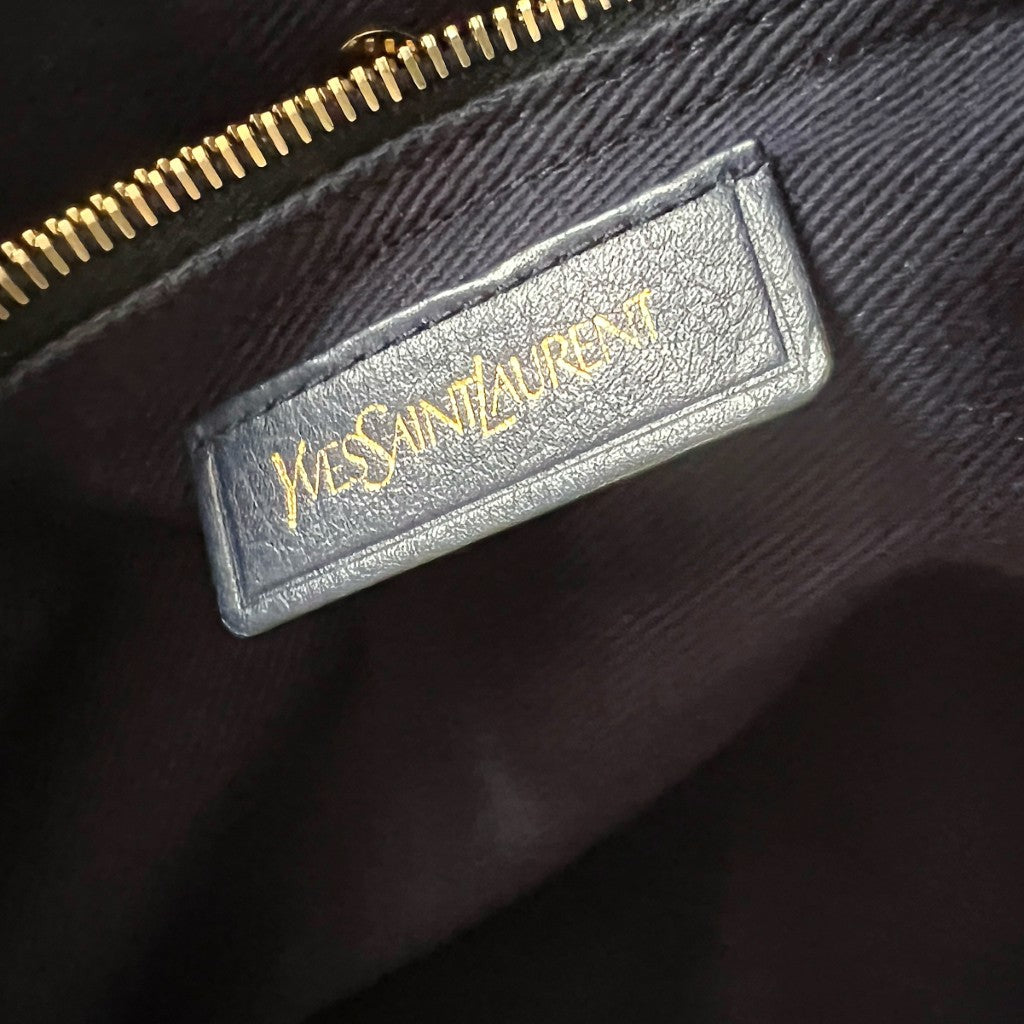 Yves Saint Laurent YSL Navy Leather Muse Two Tote Bag Excellent