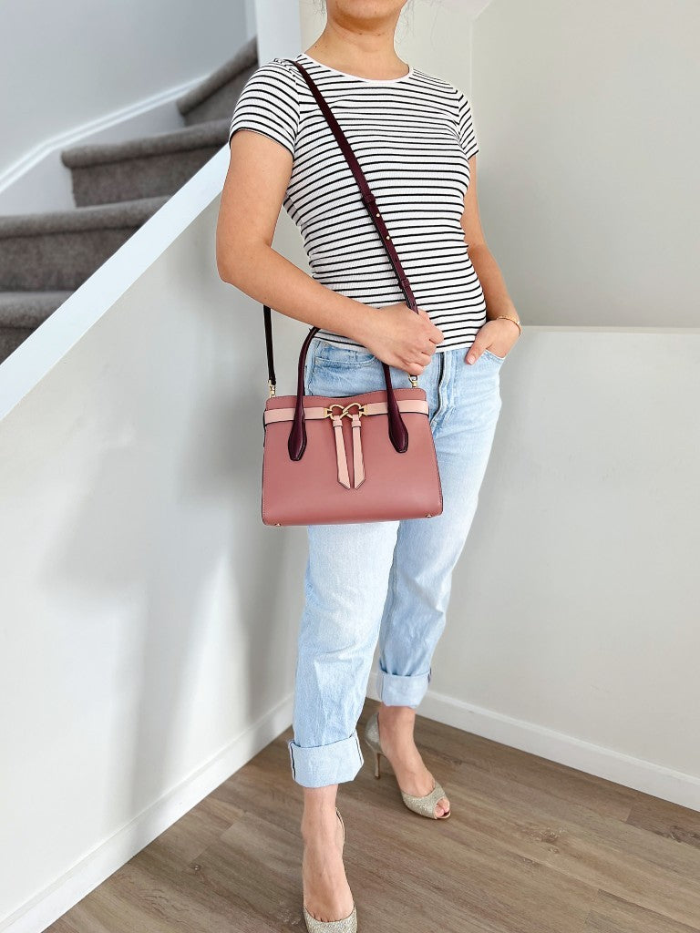 Kate Spade Tri-Tone Leather Front Bow Detail 2 Way Shoulder Bag Like New