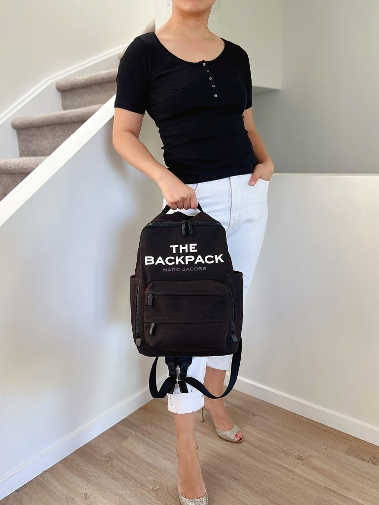 Marc Jacobs Black Canvas Large Backpack New with Tags