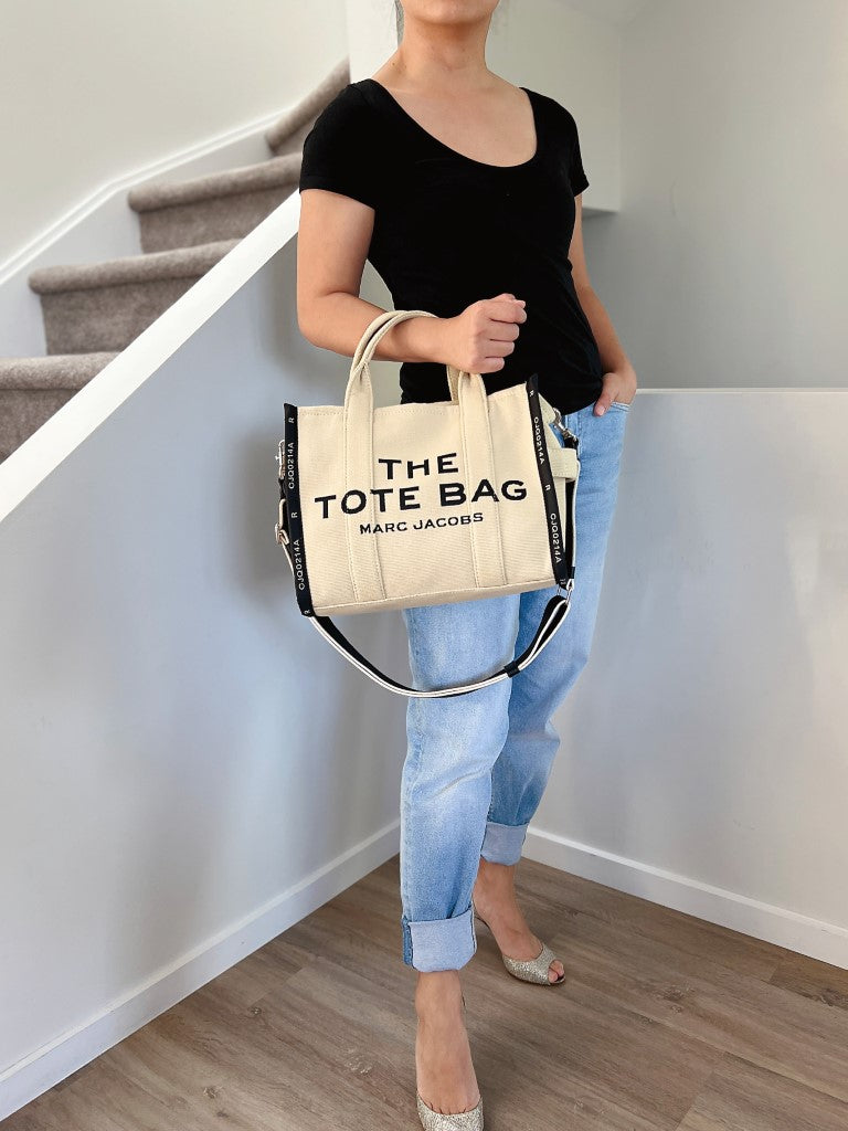 Marc Jacobs Two Tone Signature Book Tote 2 Way Shoulder Bag Excellent