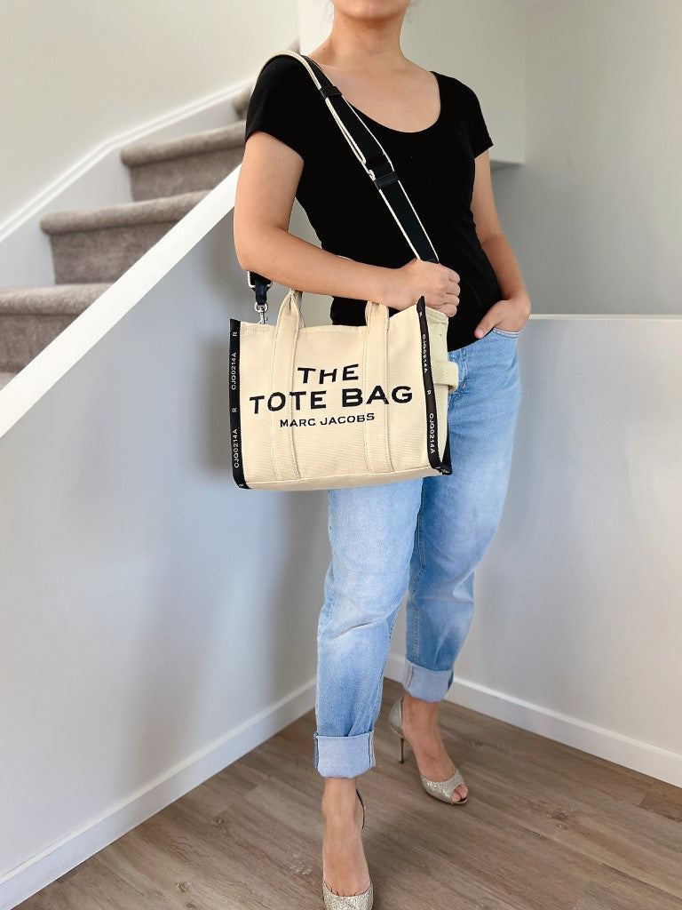 Marc Jacobs Two Tone Signature Book Tote 2 Way Shoulder Bag Excellent