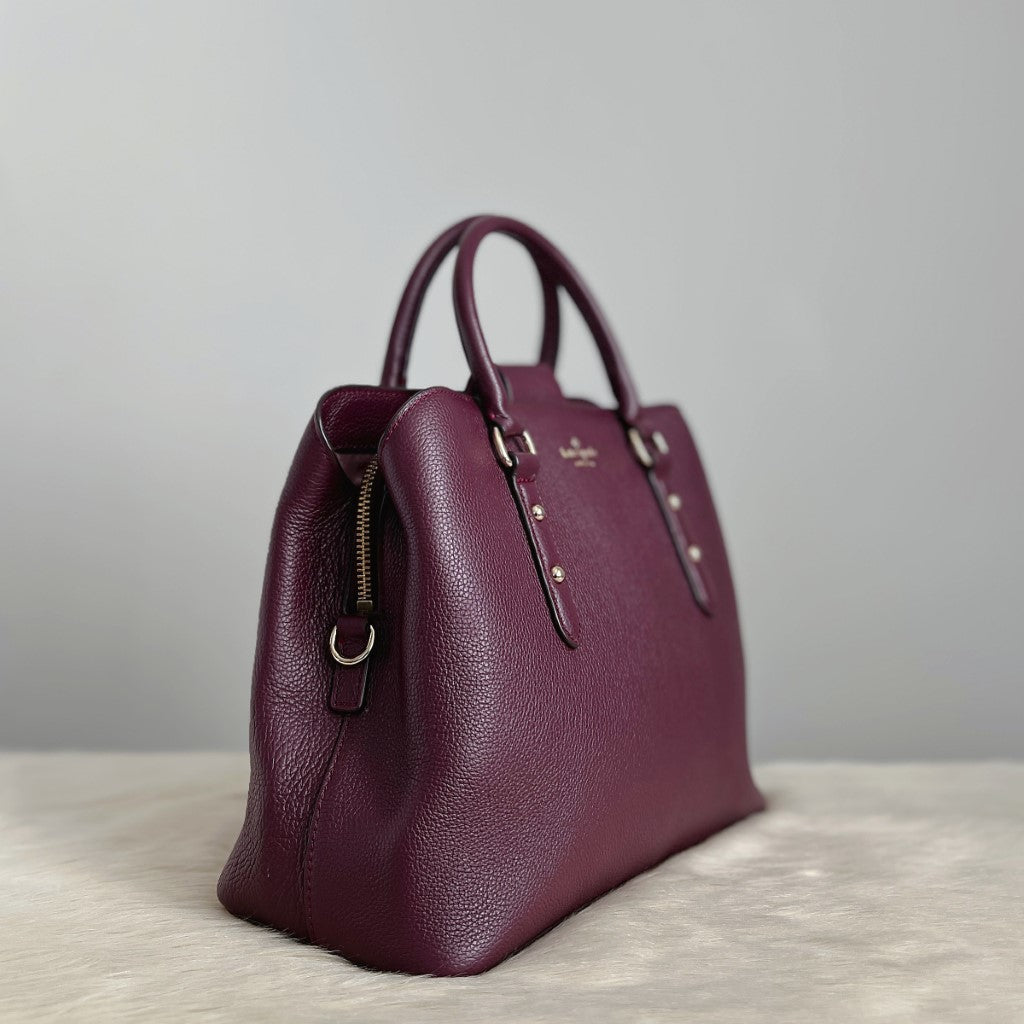 Kate Spade Burgundy Leather Triple Compartment 2 Way Shoulder Bag Like New