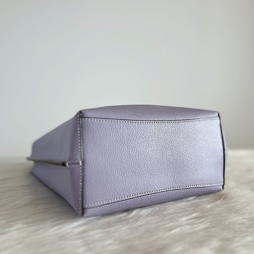 Coach Lavender Leather Triple Compartment Bucket 2 Way Shoulder Bag Like New