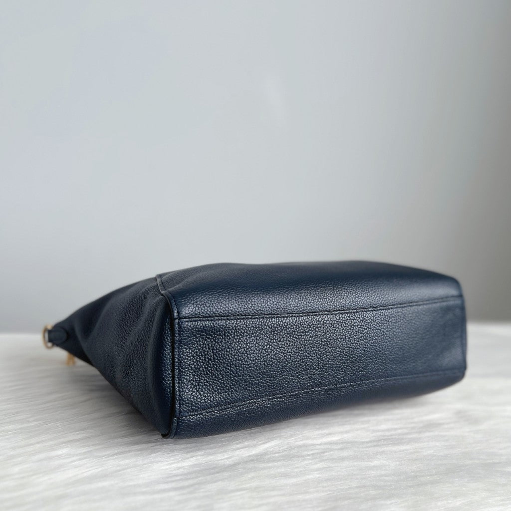 Coach Navy Leather Front Detail 2 Way Shoulder Bag Excellent