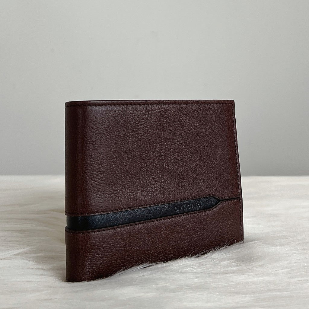 Bvlgari Two Tone Leather Bi-fold Unisex Wallet Like New