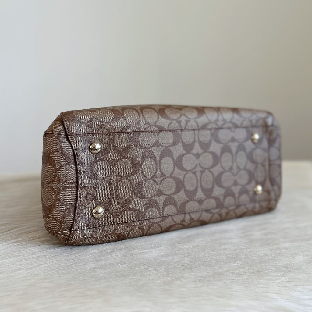 Coach Caramel Leather Monogram Triple Compartment 2 Way Shoulder Bag Like New