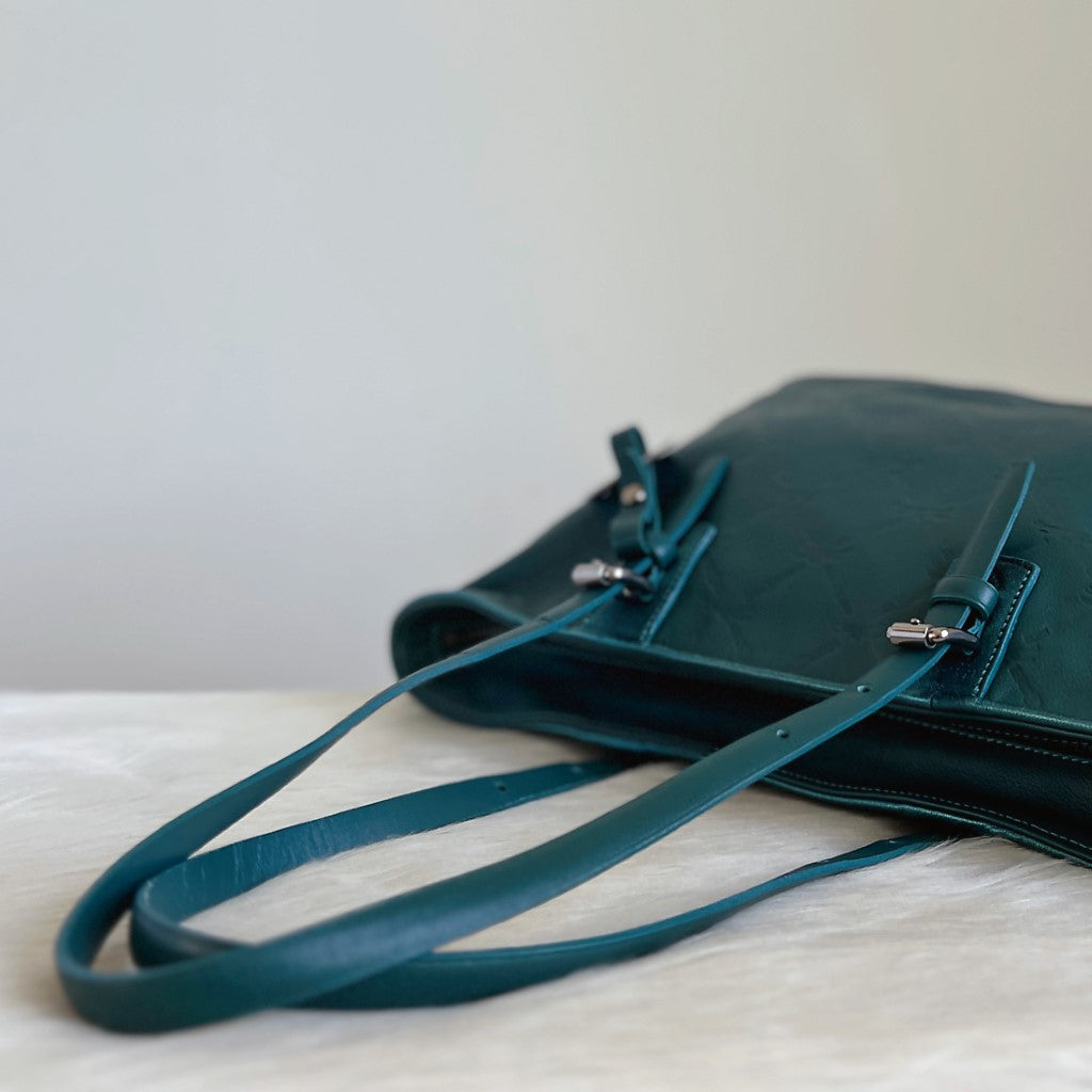 Longchamp Dark Green Leather Quilted Career Shoulder Bag Excellent