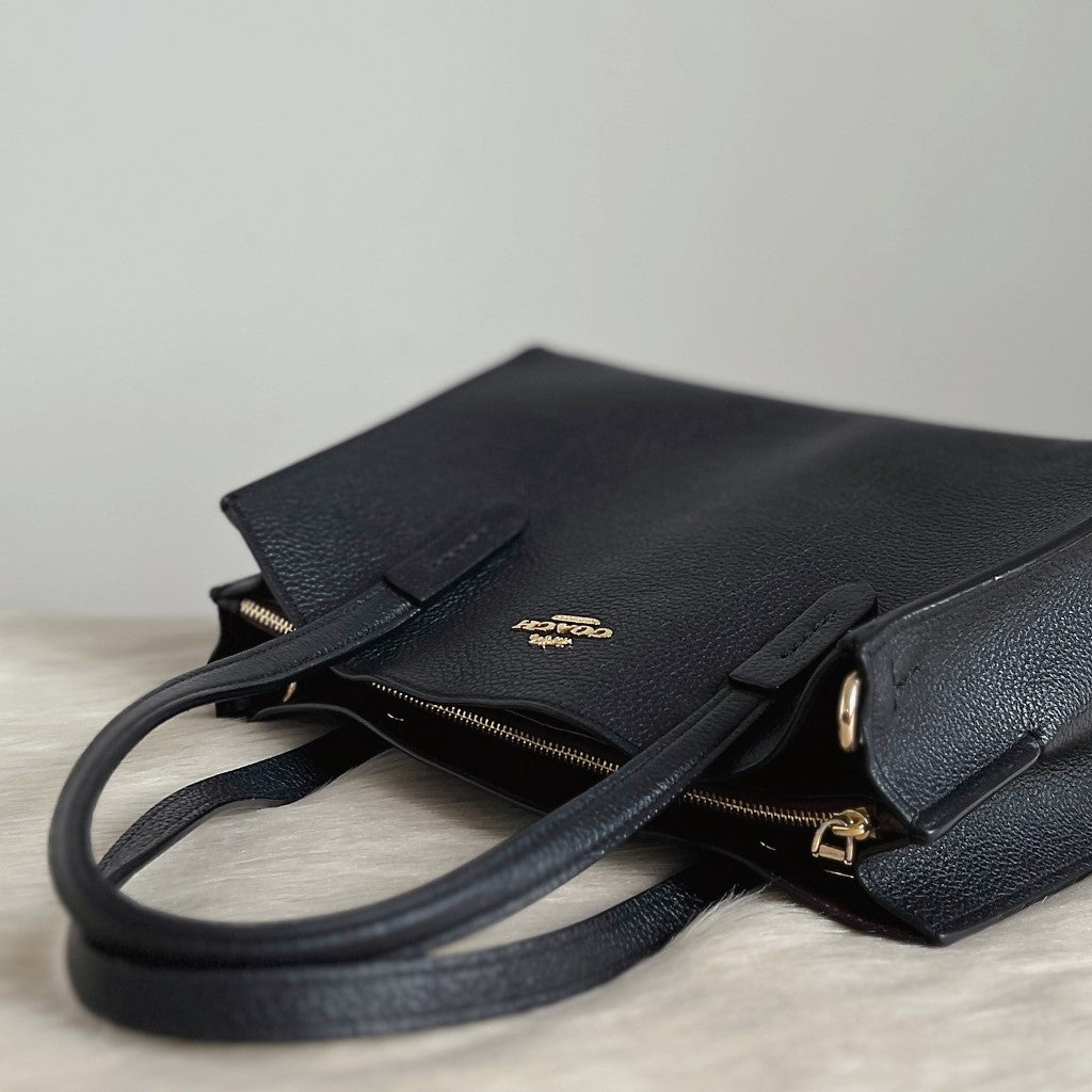 Coach Black Leather Triple Compartment 2 Way Shoulder Bag Like New