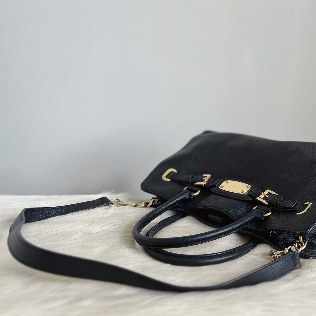 Michael Kors Black Leather Hamilton 2 Way Shoulder Bag Excellent