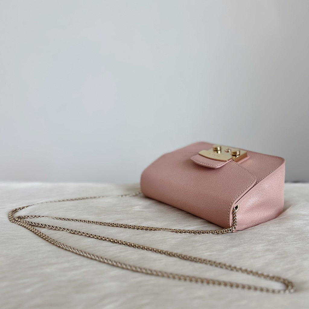 Furla Pink Leather Metropolis Small Crossbody Shoulder Bag Excellent