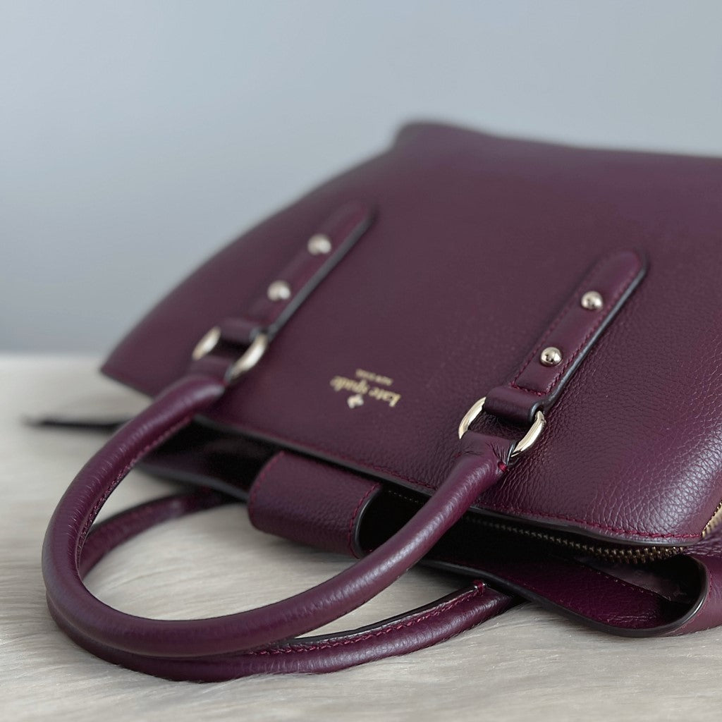 Kate Spade Burgundy Leather Triple Compartment 2 Way Shoulder Bag Like New