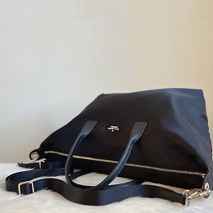 Kate Spade Black Front Logo Classic Carryall Large Travel Bag Like New