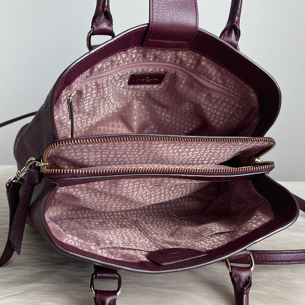 Kate Spade Burgundy Leather Triple Compartment 2 Way Shoulder Bag Like New