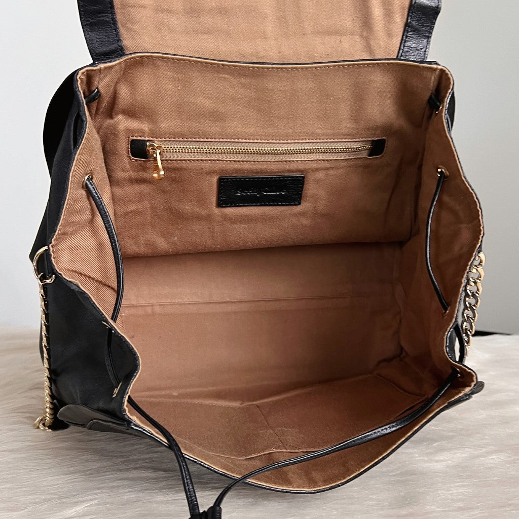 See by Chloe Black Leather Front Bow Detail 2 Way Shoulder Bag