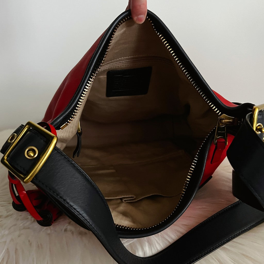 Coach Tri-Tone Leather Patchwork Tassel Charm Crossbody Shoulder Bag Like New