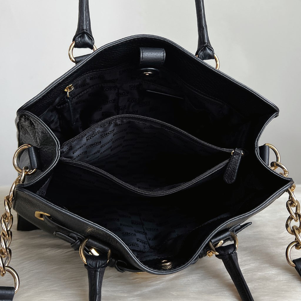 Michael Kors Black Leather Hamilton 2 Way Shoulder Bag Excellent