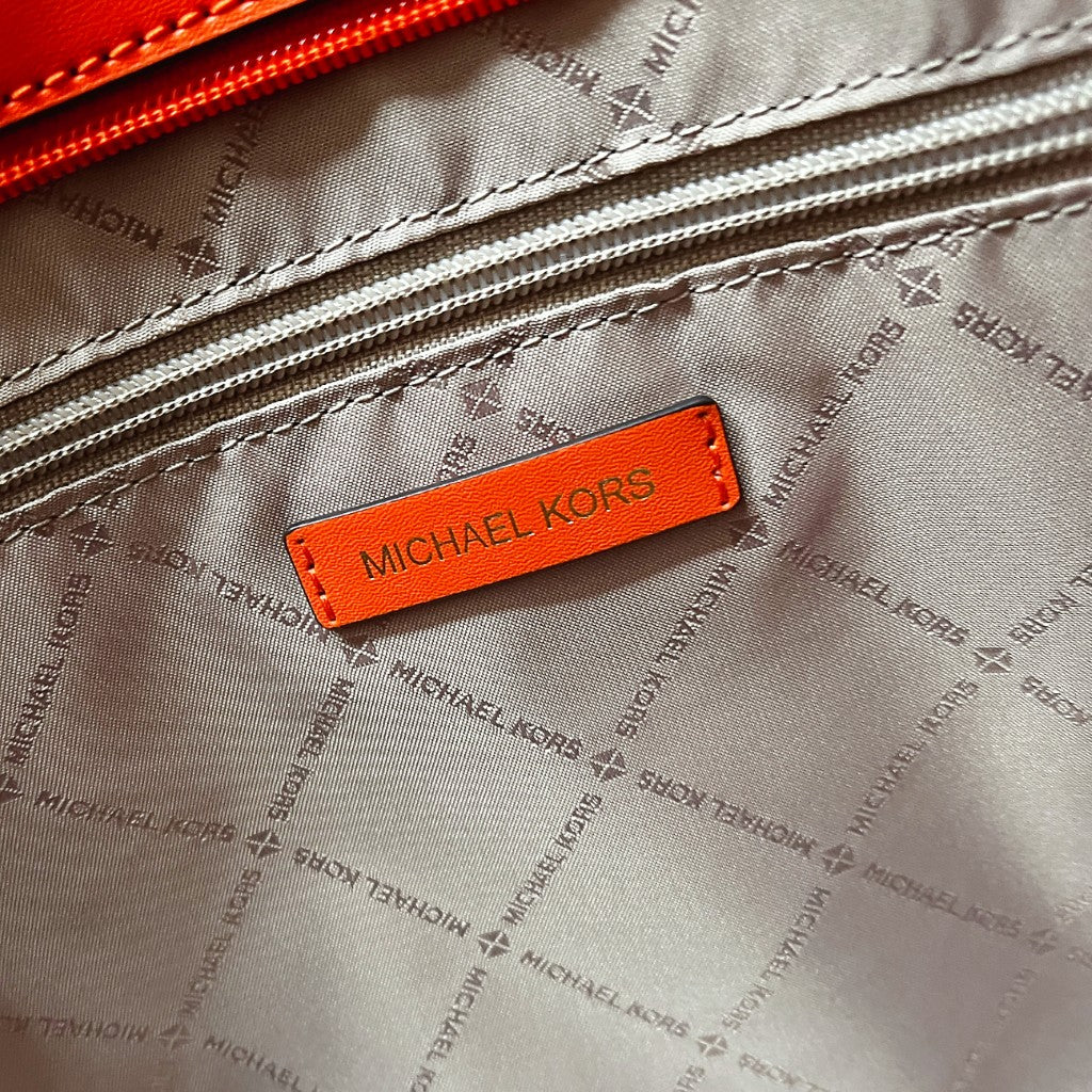 Michael Kors Orange Leather Monogram Drawstring Large Shoulder Bag Like New
