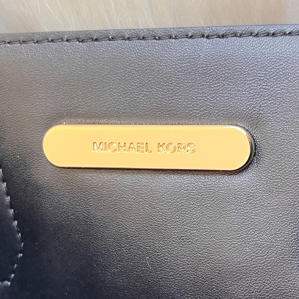 Michael Kors Black Leather Studded Triple Compartment 2 Way Shoulder Bag Excellent