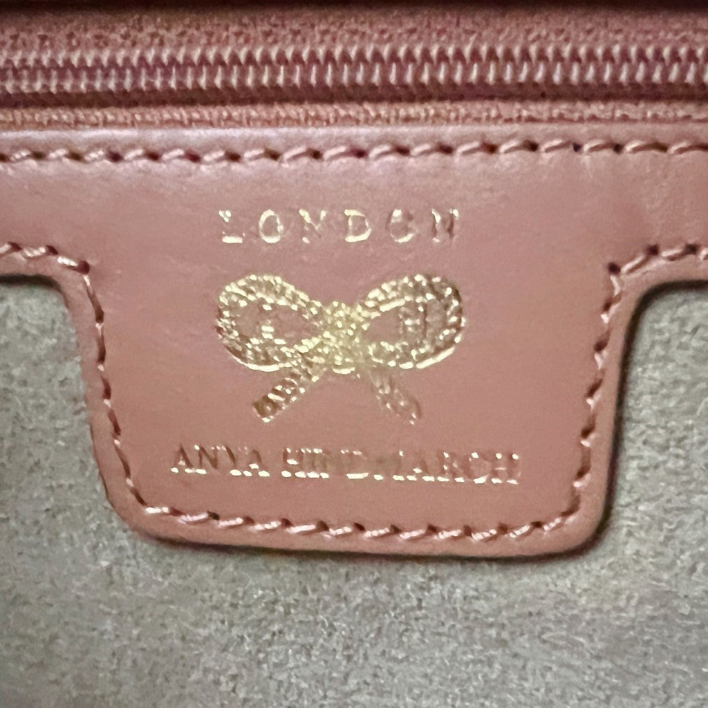 Anya Hindmarch Caramel Leather Patterned Canvas Shopper Shoulder Bag Excellent