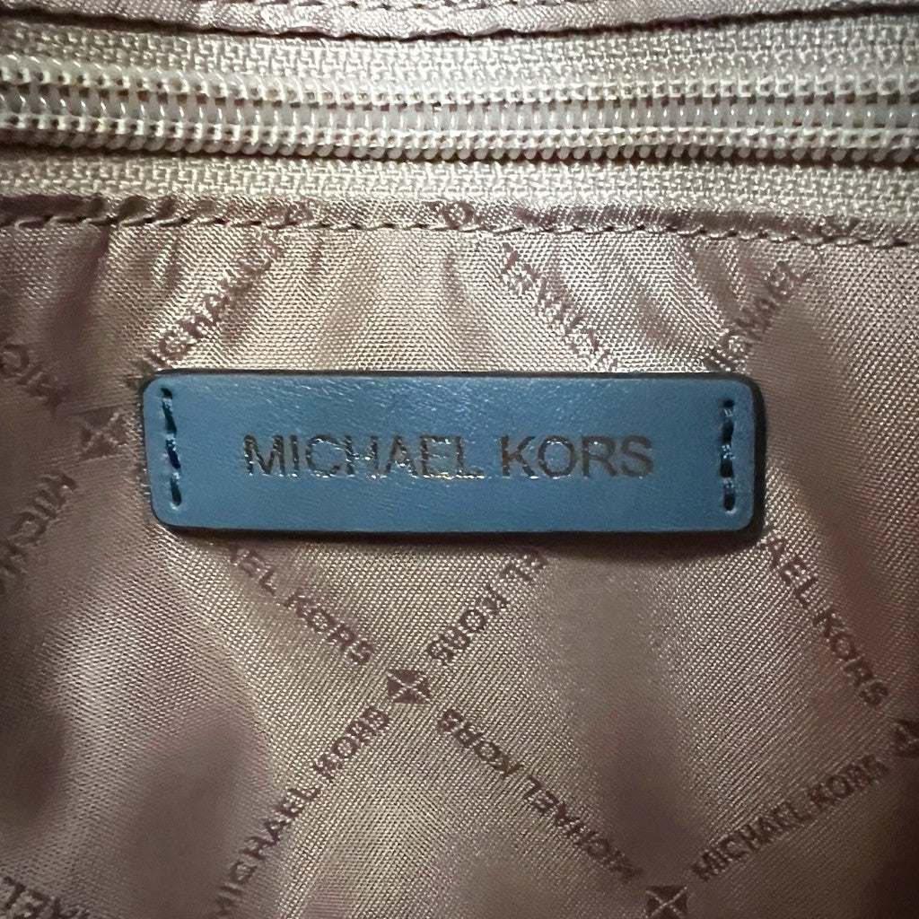 Michael Kors Blue Leather MK Lock Charm 2 Way Shoulder Bag Like New