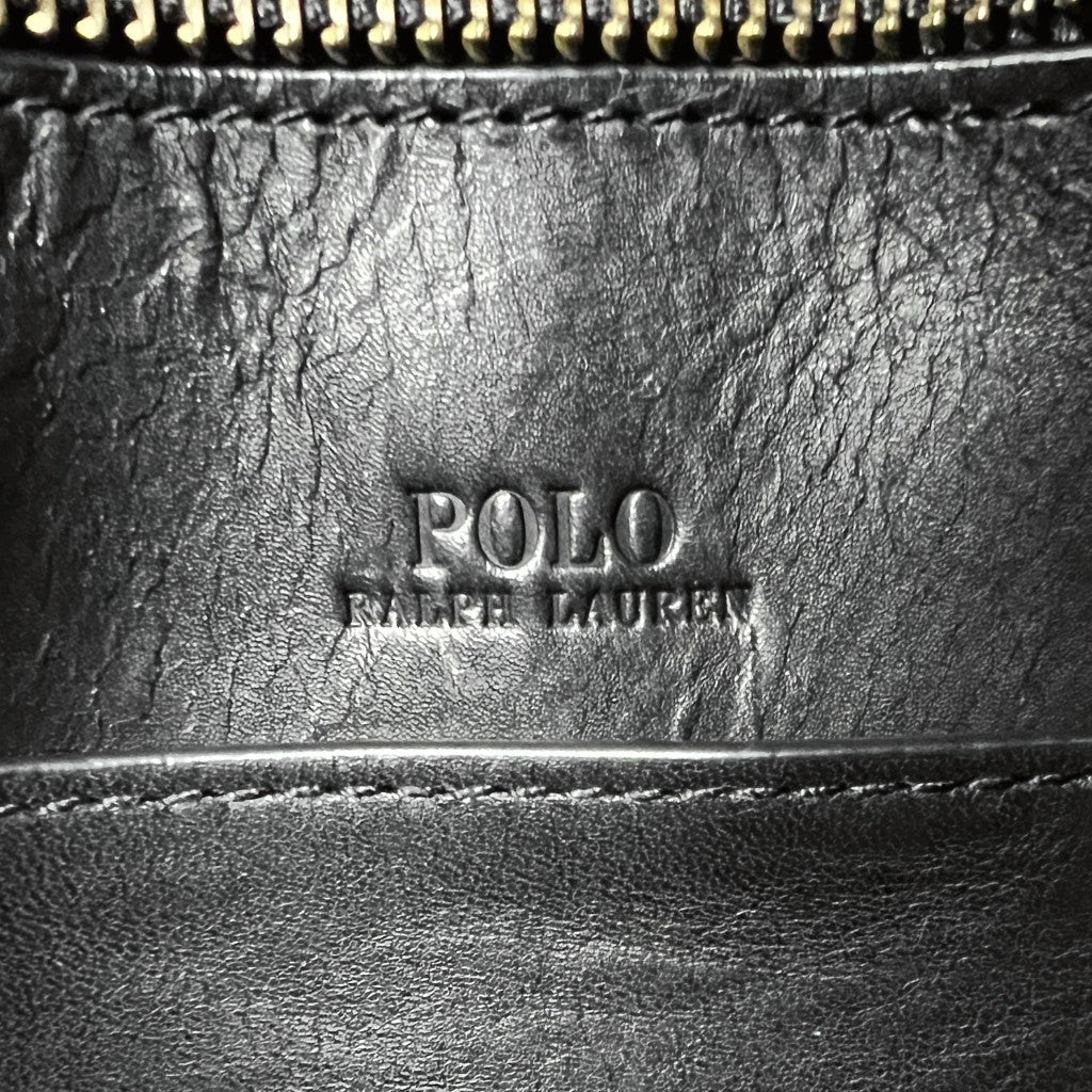 Ralph Lauren Black Leather Check Pattern 2 Way Shoulder Bag Excellent
