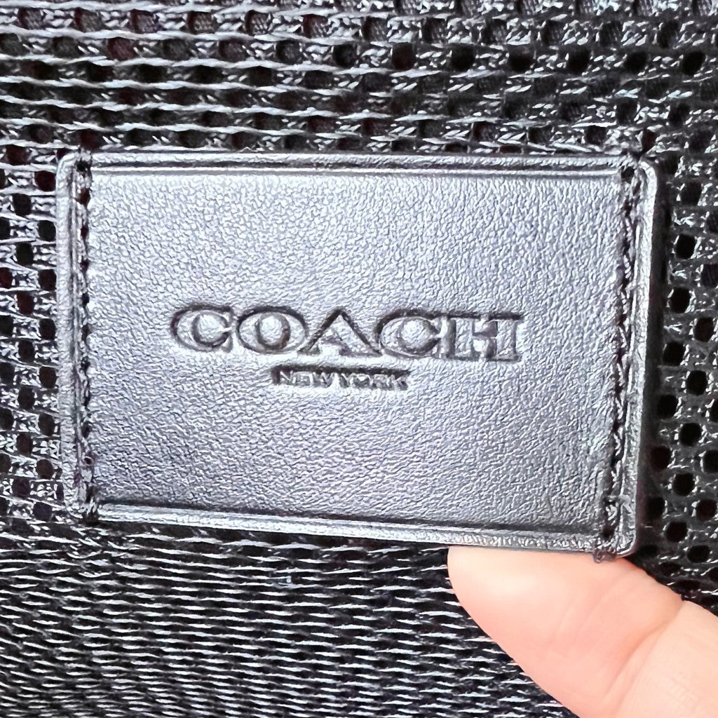 Coach Black Leather Monogram Large Unisex Carryall Shoulder Bag Excellent