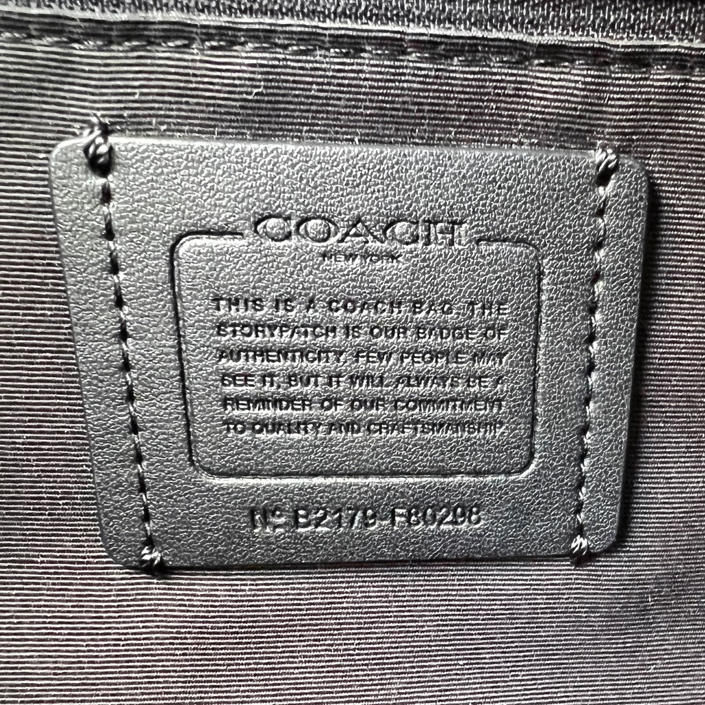 Coach Black Leather Monogram Triple Compartment Shoulder Bag Excellent