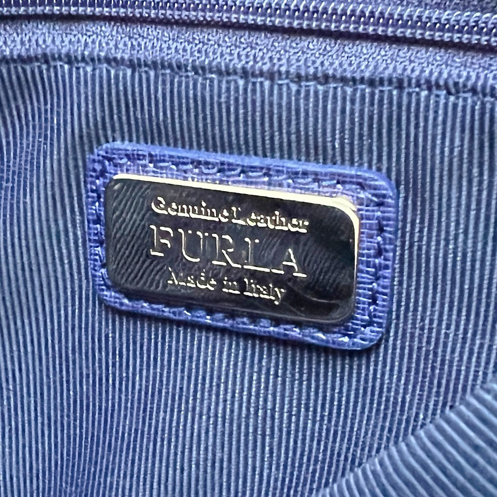 Furla Violet Leather Front Logo Chain Detail Shoulder Bag Like New