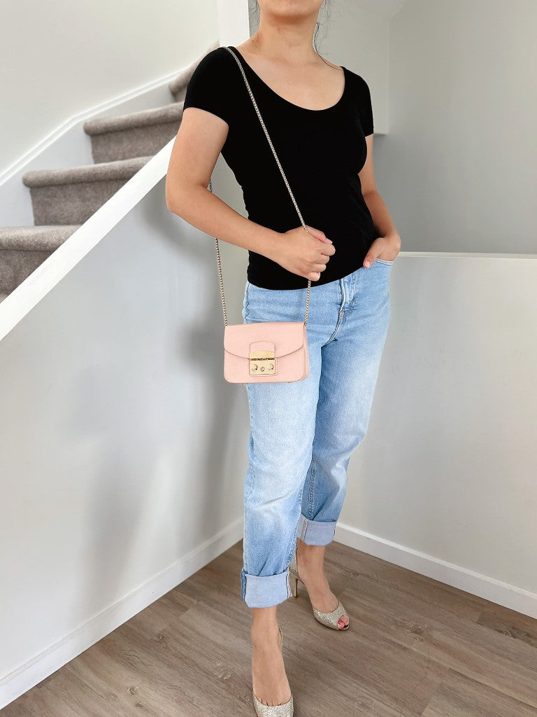 Furla Pink Leather Metropolis Small Crossbody Shoulder Bag Excellent