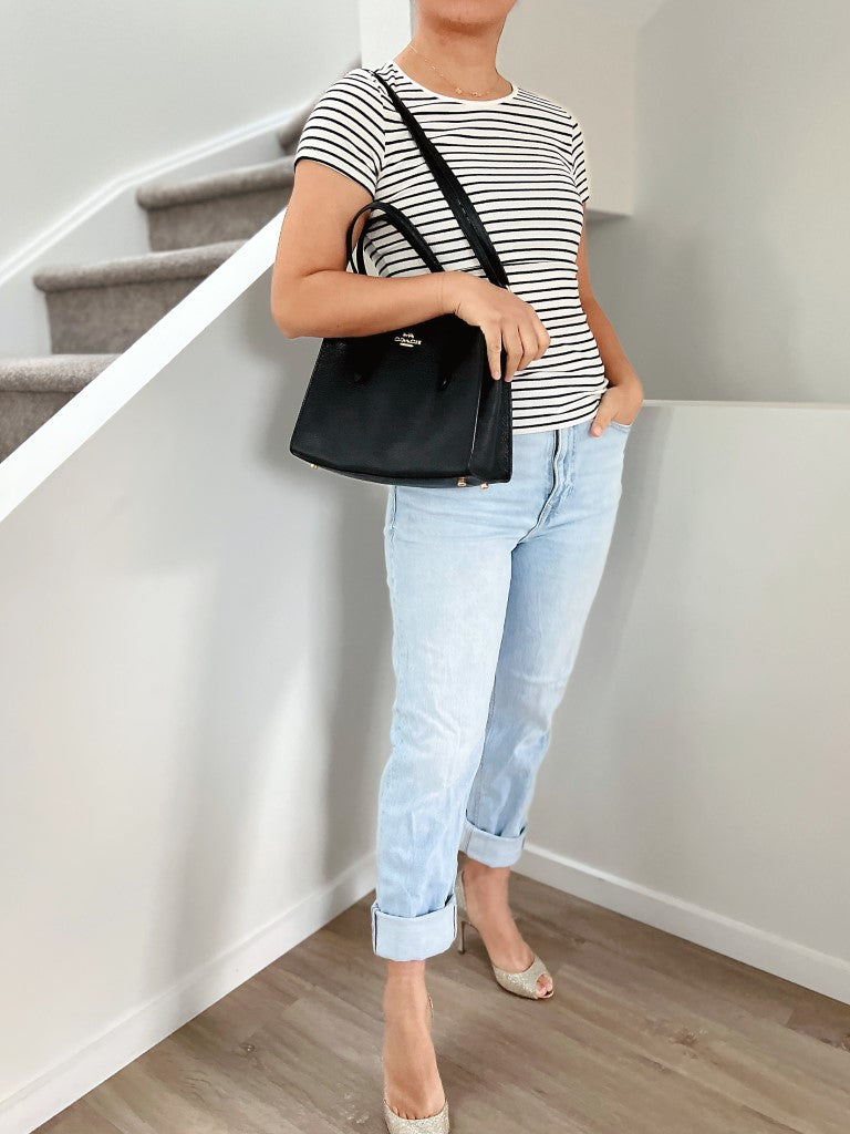 Coach Black Leather Triple Compartment 2 Way Shoulder Bag Like New