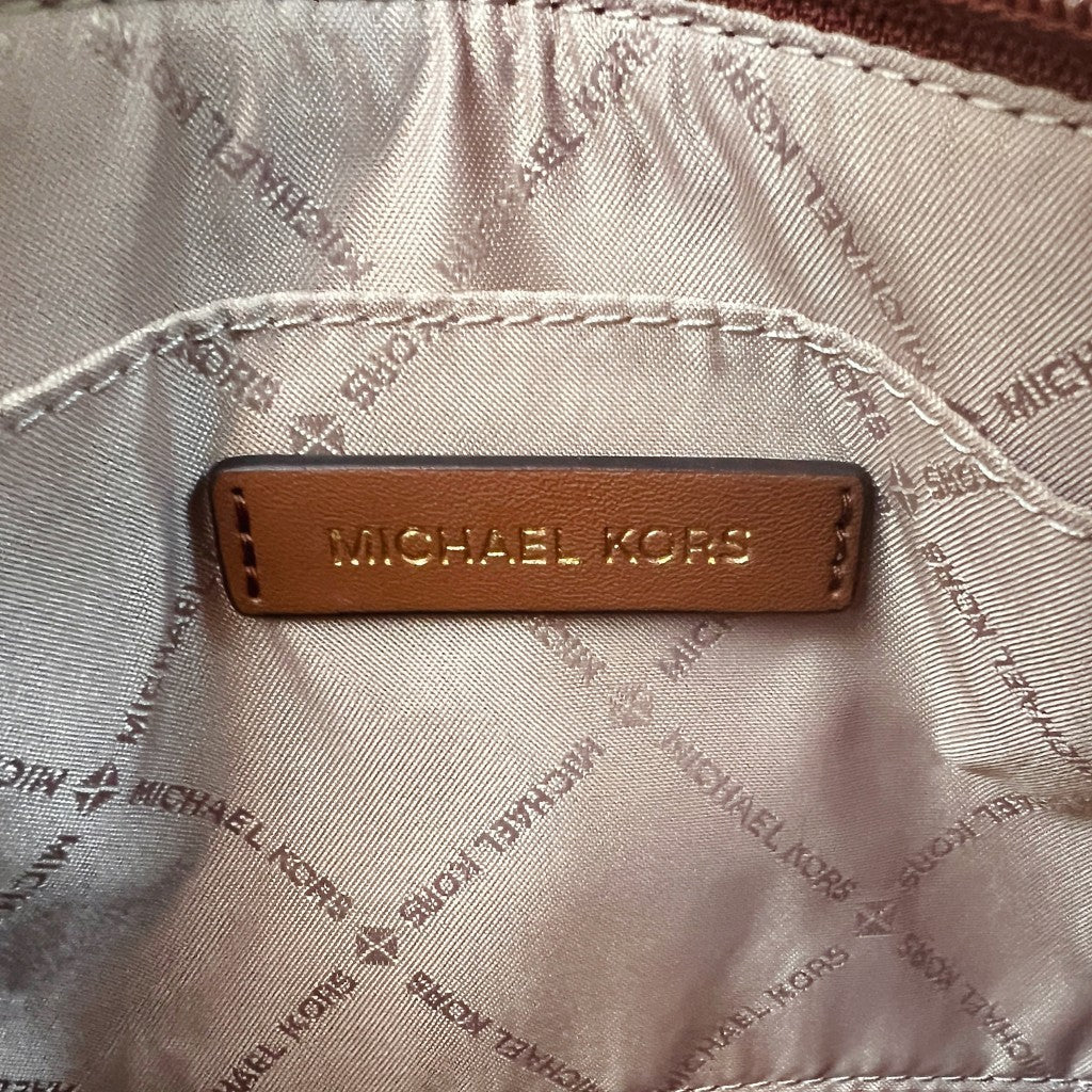 Michael Kors Caramel Leather Monogram 2 Way Shoulder Bag 2-in-1 Like New