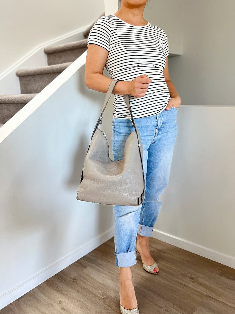 Alexander Wang Grey Leather Slouchy Bucket Shoulder Bag Excellent