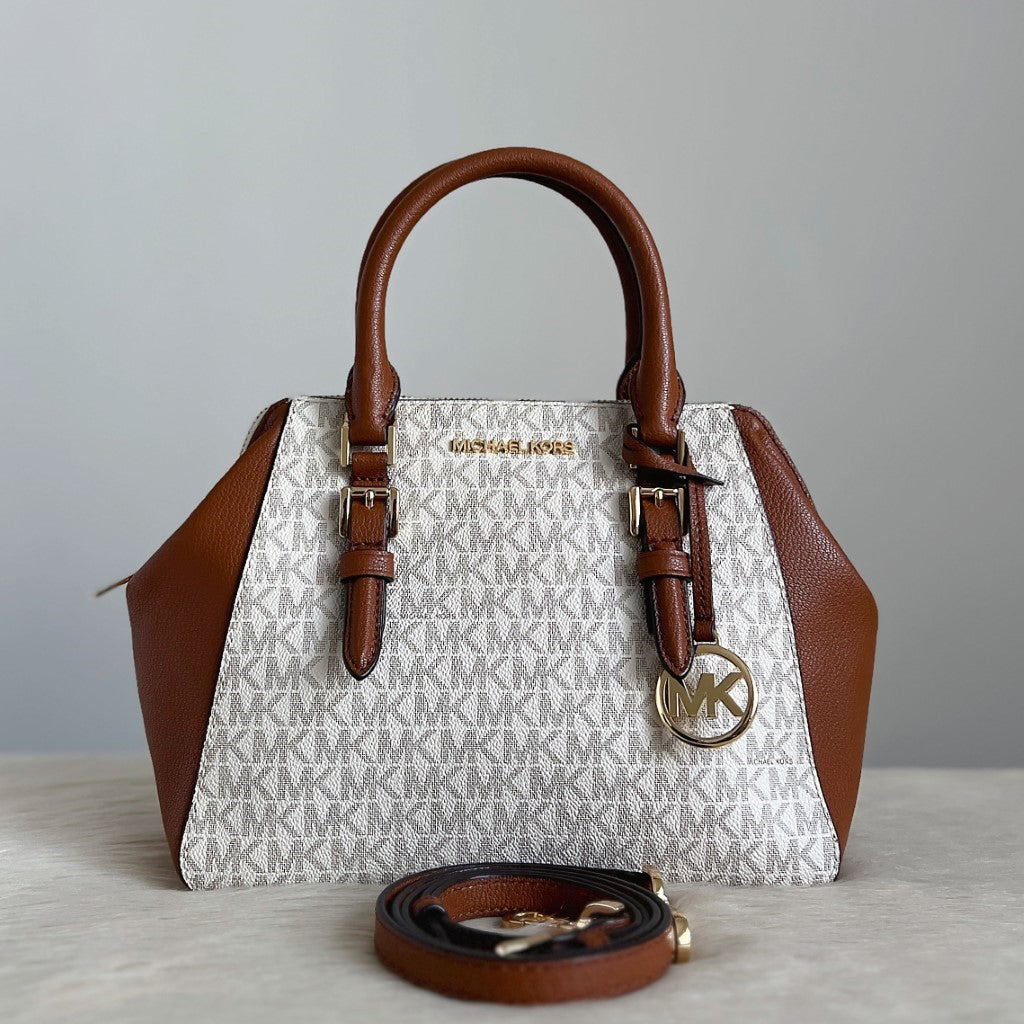 Michael Kors Caramel Leather Monogram 2 Way Shoulder Like New
