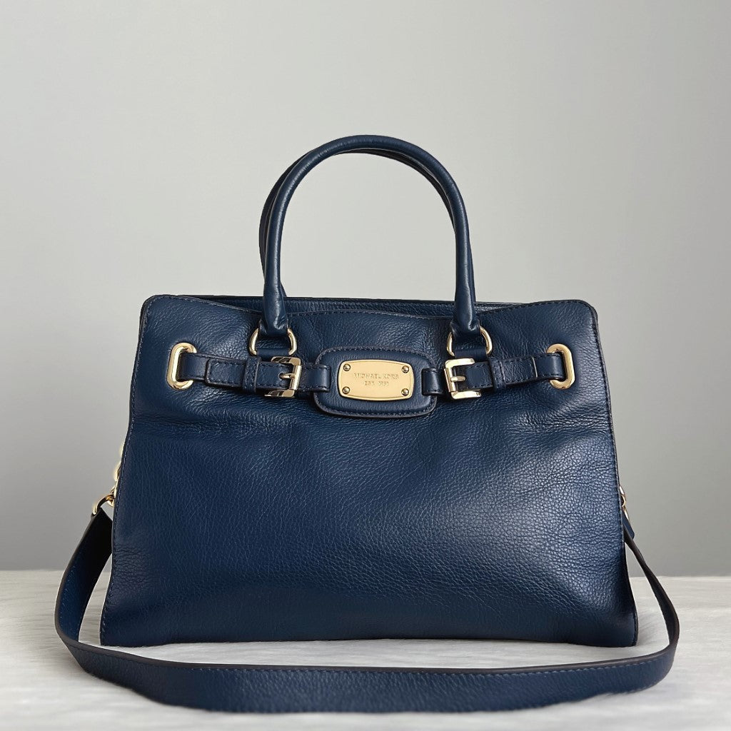 Michael Kors Navy Leather Hamilton 2 Way Shoulder Bag Excellent