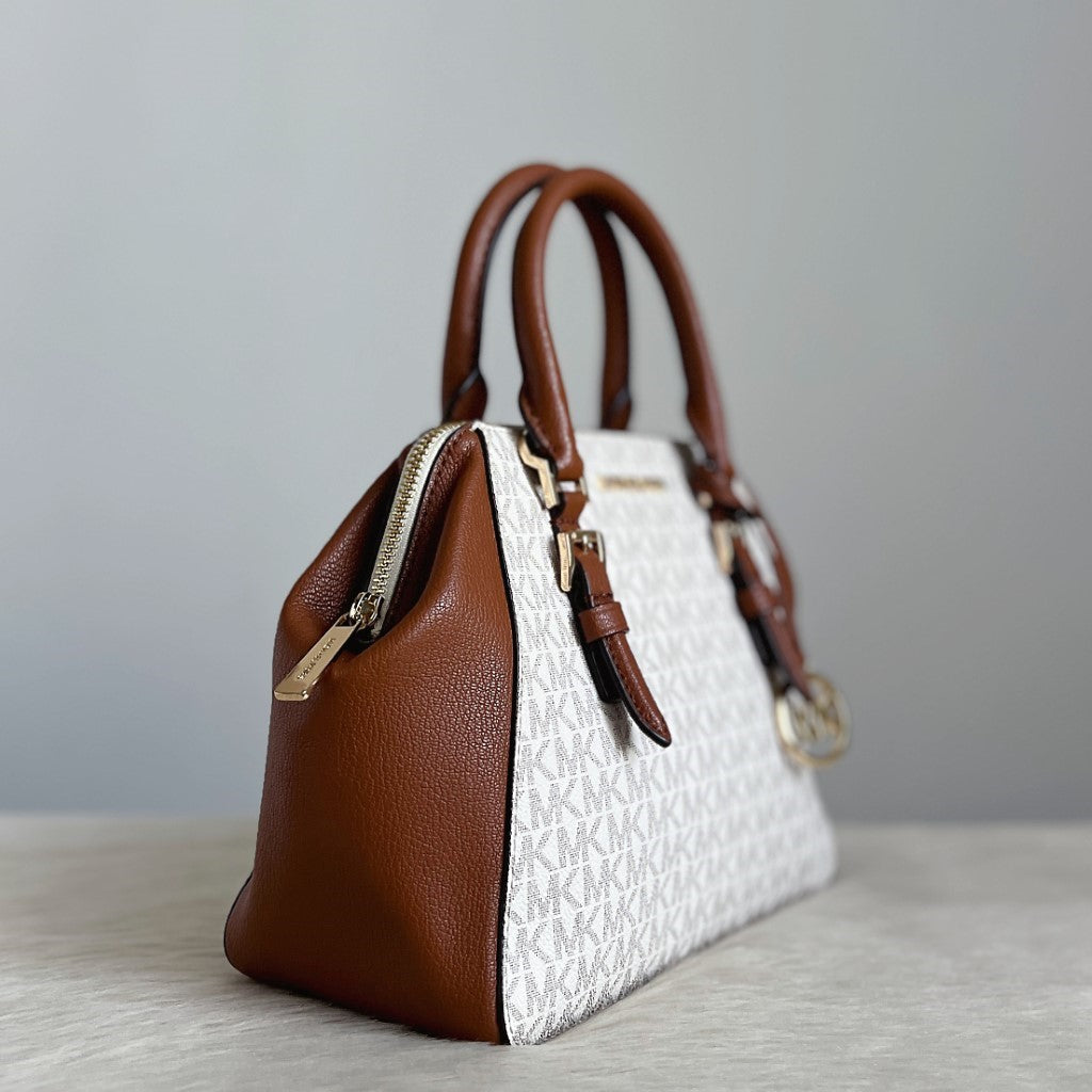 Michael Kors Caramel Leather Monogram 2 Way Shoulder Like New