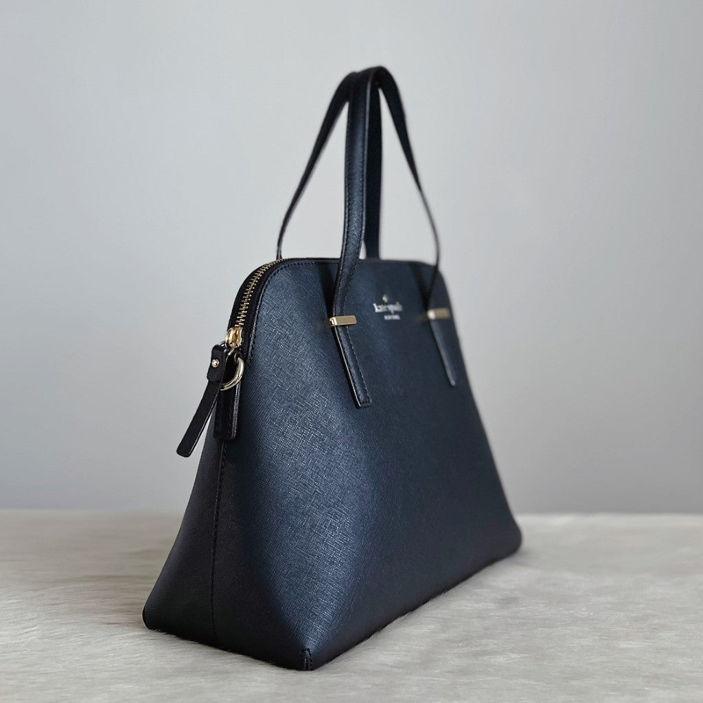Kate Spade Black Leather Front Logo 2 Way Shoulder Bag Like New
