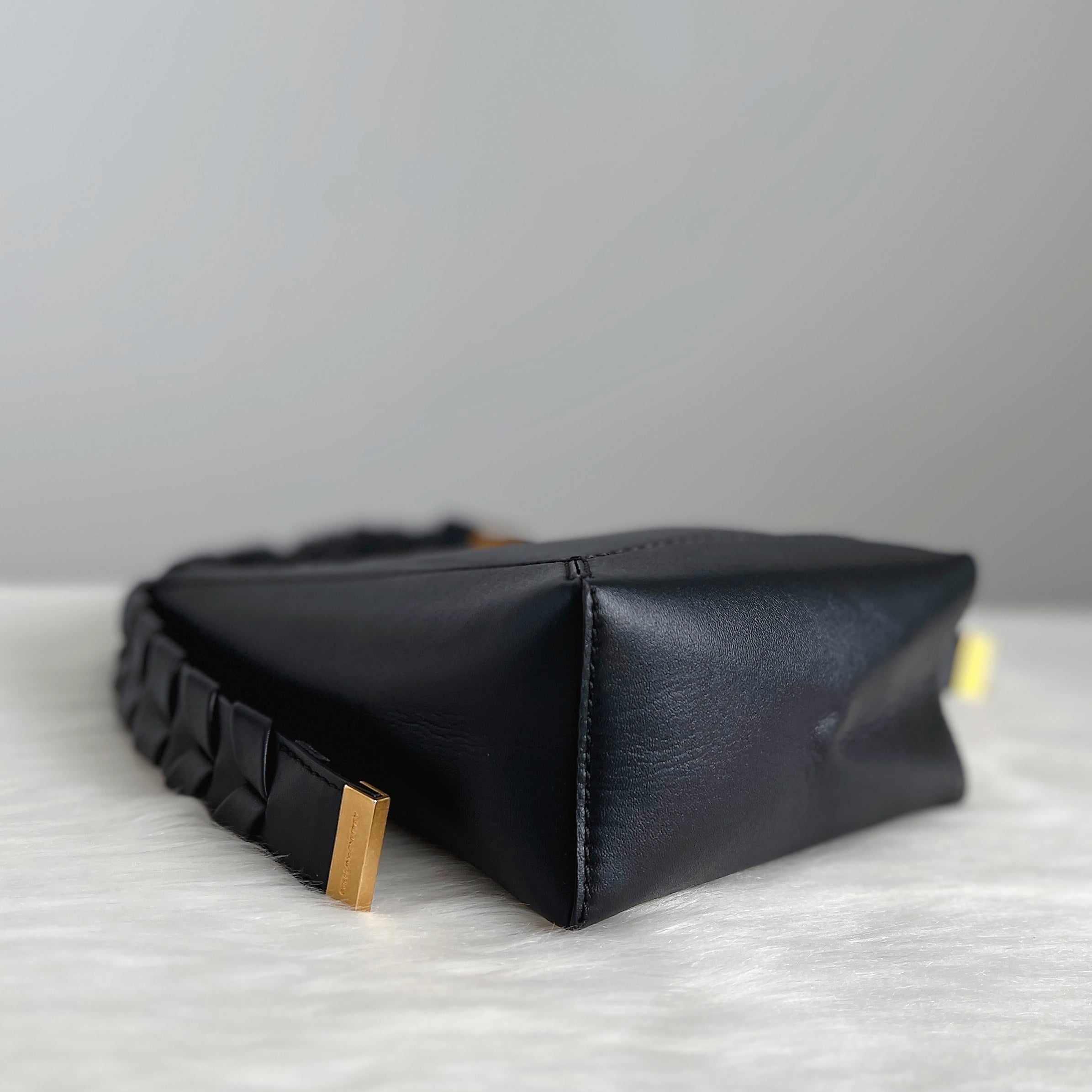 Stella Mccartney Black Pleated Strap Bucket Crossbody Shoulder Bag Like New