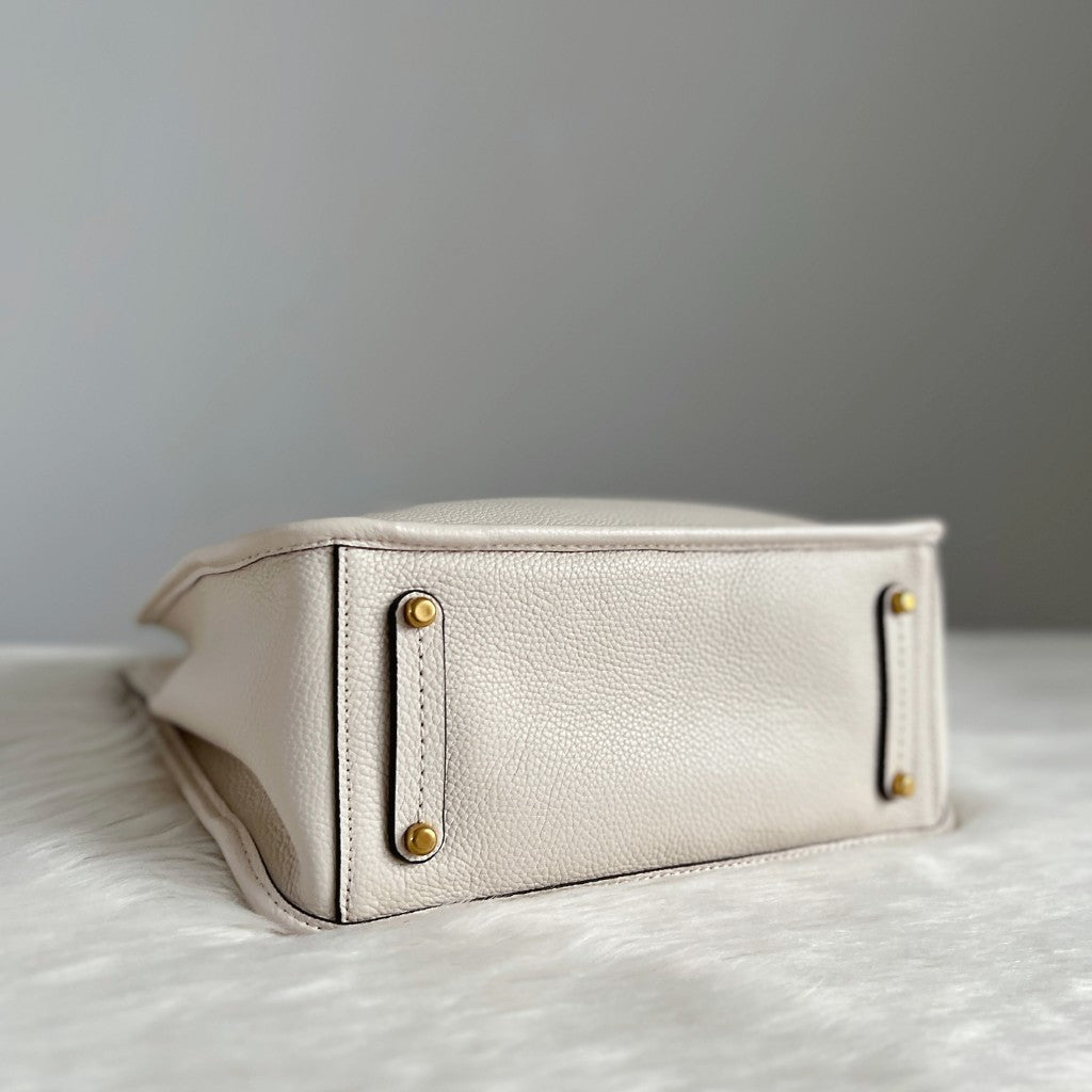 Coach Creamy Leather Triple Compartment Career 2 Way Shoulder Bag