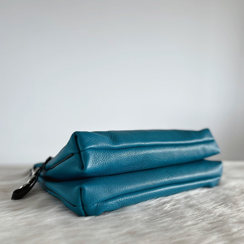 Marc Jacobs Teal Leather Double Compartment 2 Way Shoulder Bag Like New