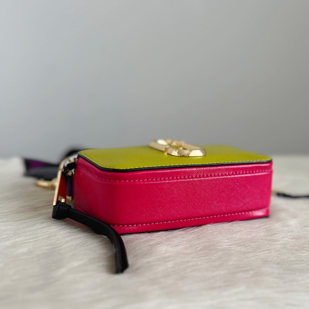 Marc Jacobs Tri-Tone Leather Camera Crossbody Shoulder Bag