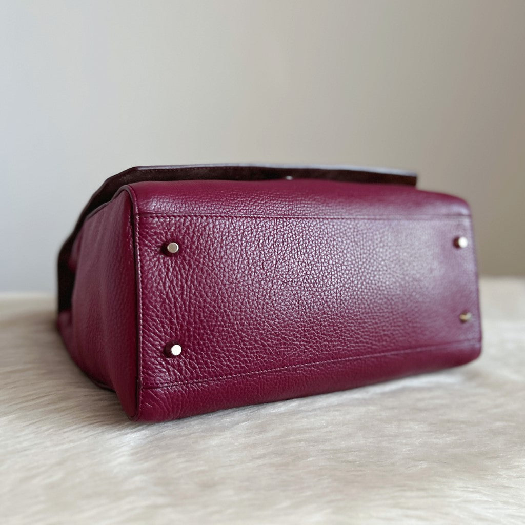 Furla Baudoux Leather Front Logo 2 Way Shoulder Bag Excellent