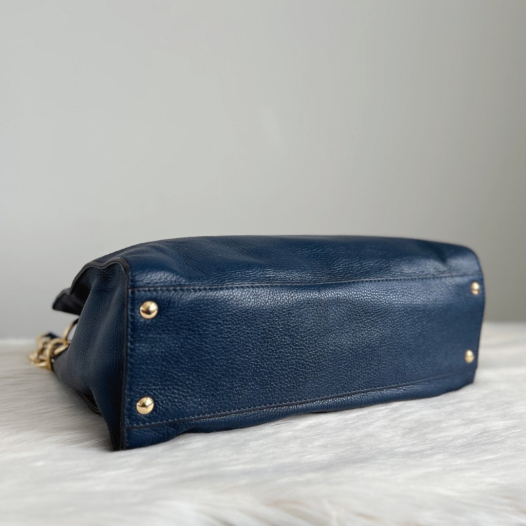 Michael Kors Navy Leather Hamilton 2 Way Shoulder Bag Excellent