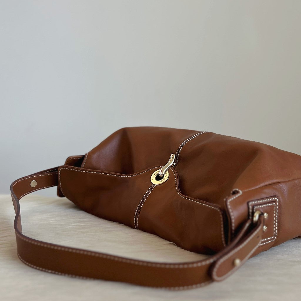 Kate Spade Caramel Leather Slouchy Front Buckle Shoulder Bag