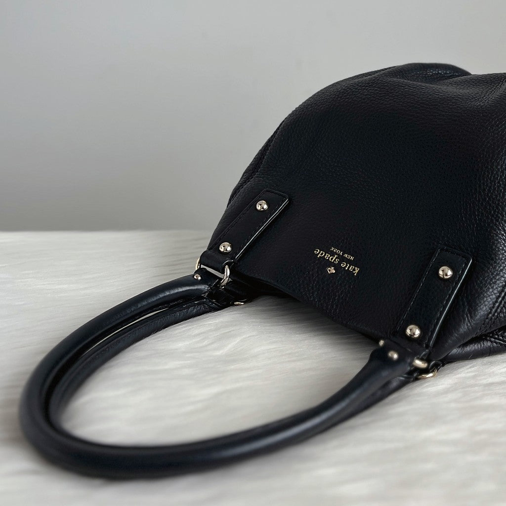 Kate Spade Black Leather Triple Compartment Shoulder Bag Excellent