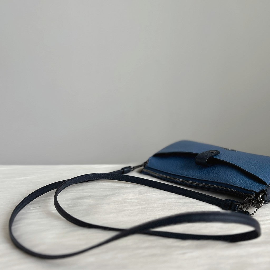 Coach Two Tone Leather Front Detail Crossbody Shoulder Bag + Pouch Like New